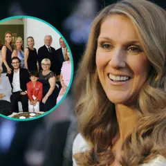 Céline Dion z rodziną, w tym jej liczne rodzeństwo, na uroczystym spotkaniu.