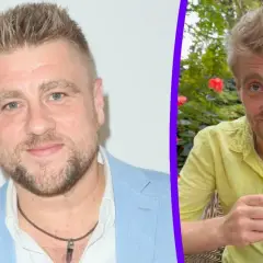 Tomasz Jakubiak, znany z programów kulinarnych, w dwóch odsłonach. W jasnej marynarce i z zawieszką, a obok w żółtej koszuli, z uśmiechem i w otoczeniu natury.