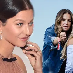 Anna Lewandowska przed operacjami, uśmiechnięta, w eleganckiej sukni. Obok niej inna kobieta w dżinsowej kurtce.