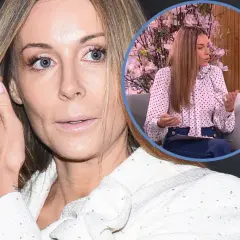Małgorzata Rozenek wiek: zbliżenie na twarz i dłoń z pierścionkiem, w okręgu fragment z wywiadu.