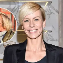 Uśmiechnięta Anita Werner w czarnej marynarce, obok zdjęcie z partnerem, które sugeruje radosne wieści o anita werner ciąża.