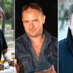 Trzy ujęcia Tomasza Karolaka w różnym wieku i stylizacjach. Na pierwszym w czarnej koszulce polo, na drugim w dżinsowej kurtce, na trzecim w eleganckim płaszczu.