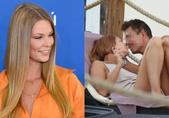 Małgorzata Tomaszewska z obecnym partnerem na plaży.