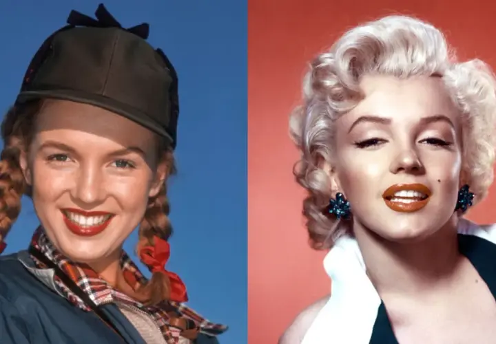Marilyn Monroe przed operacjami: młoda Norma Jeane z warkoczami i ikona z burzą blond loków.