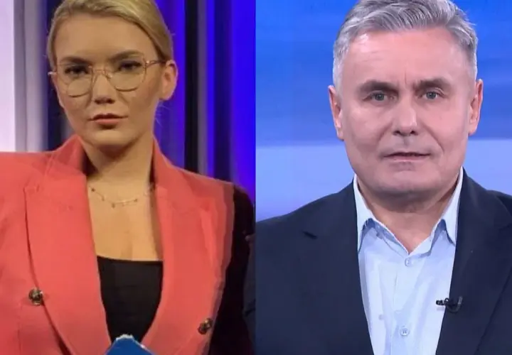 Kobieta w różowej marynarce i mężczyzna w garniturze. Czyż to żona Marka?