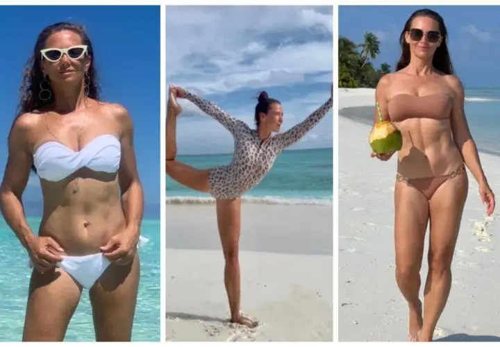 Kinga Rusin wiek nie jest widoczny, ale jej sylwetka na plaży w bikini i stroju do jogi świadczy o świetnej kondycji.