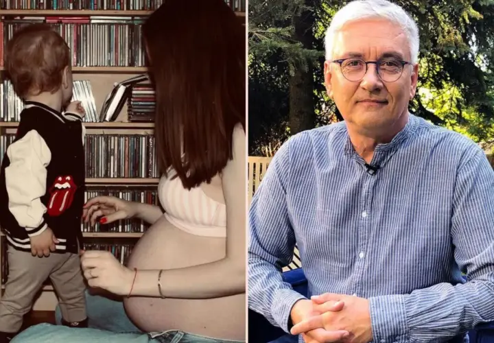 Artur Orzech z żoną i dziećmi, oczekując na kolejne potomstwo, w otoczeniu płyt.
