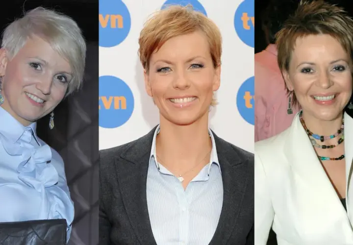 Trzy uśmiechnięte prezenterki TVN: po lewej w błękitnej koszuli, w środku w marynarce, po prawej w białej, z nagrodą.