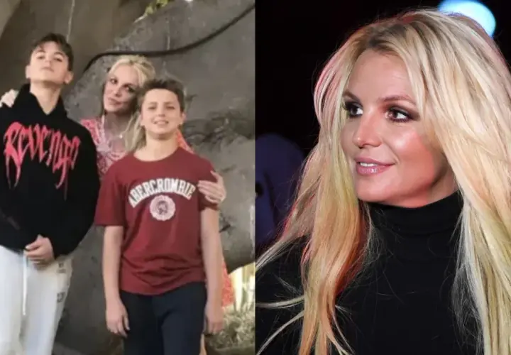 Britney Spears z synami. Wokalistka pozuje z dwoma dorastającymi chłopcami, którzy są jej dziećmi.