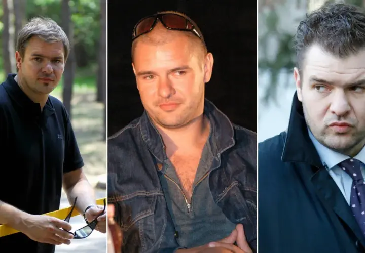 Trzy ujęcia Tomasza Karolaka w różnym wieku i stylizacjach. Na pierwszym w czarnej koszulce polo, na drugim w dżinsowej kurtce, na trzecim w eleganckim płaszczu.
