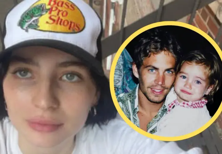 Młoda kobieta w czapce Bass Pro Shops obok zdjęcia Paula Walkera z córką. Choć Paul Walker nie miał żony, jego córka Meadow jest jego największym dziedzictwem.