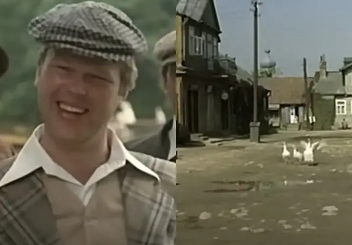 Uśmiechnięty Piotr Grabowski w kratkę, obok wiejska sceneria z gęsiami. Pytanie "piotr grabowski na co zmarł" pozostaje bez odpowiedzi.