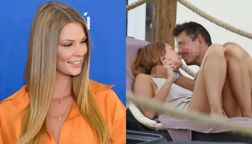Małgorzata Tomaszewska z obecnym partnerem na plaży.