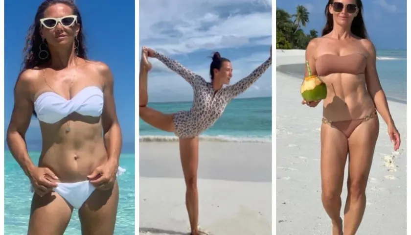 Kinga Rusin wiek nie jest widoczny, ale jej sylwetka na plaży w bikini i stroju do jogi świadczy o świetnej kondycji.