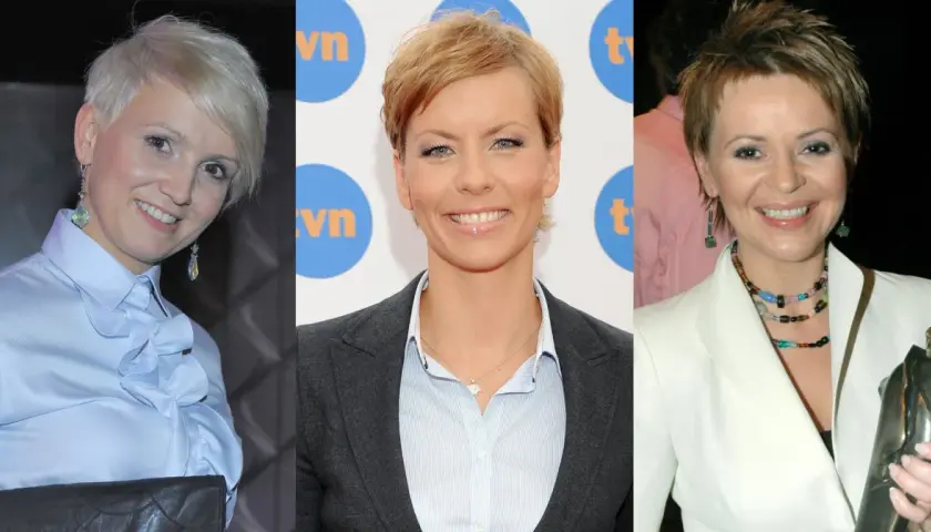 Trzy uśmiechnięte prezenterki TVN: po lewej w błękitnej koszuli, w środku w marynarce, po prawej w białej, z nagrodą.