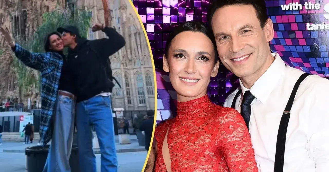 Agata Młynarska i Stefano Terrazzino z "Tańca z Gwiazdami" TVN. Uśmiechnięci i pełni radości.