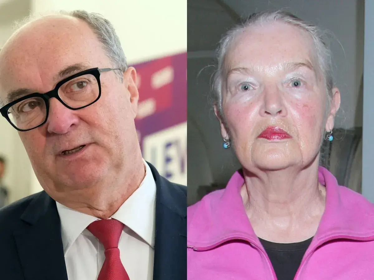 Włodzimierz Czarzasty z żoną. Polityk w garniturze i krawacie, obok jego małżonka w różowej bluzie.