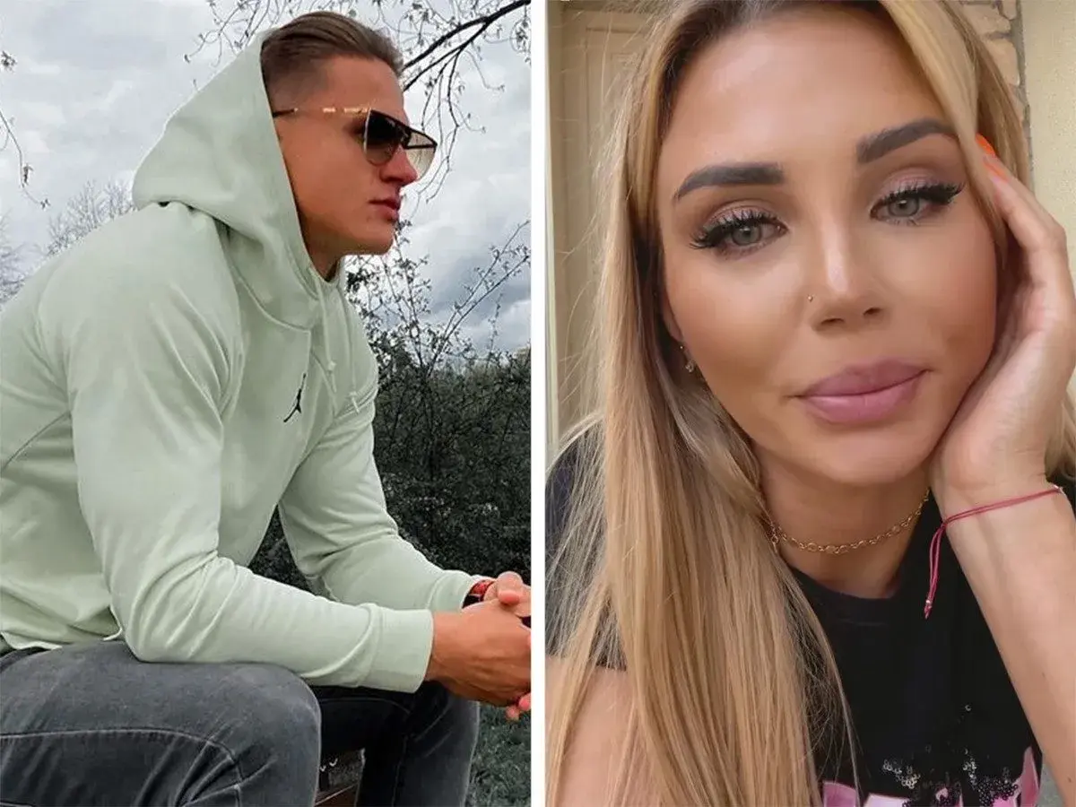 Arsen z Love Island w bluzie z kapturem i jego partnerka.
