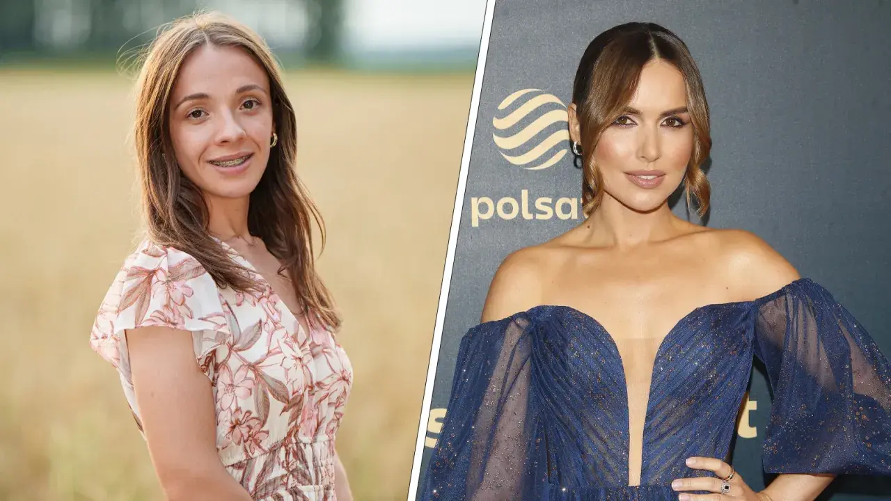 Wiktoria Żmuda Trzebiatowska w sukni w kwiaty i w eleganckiej kreacji.