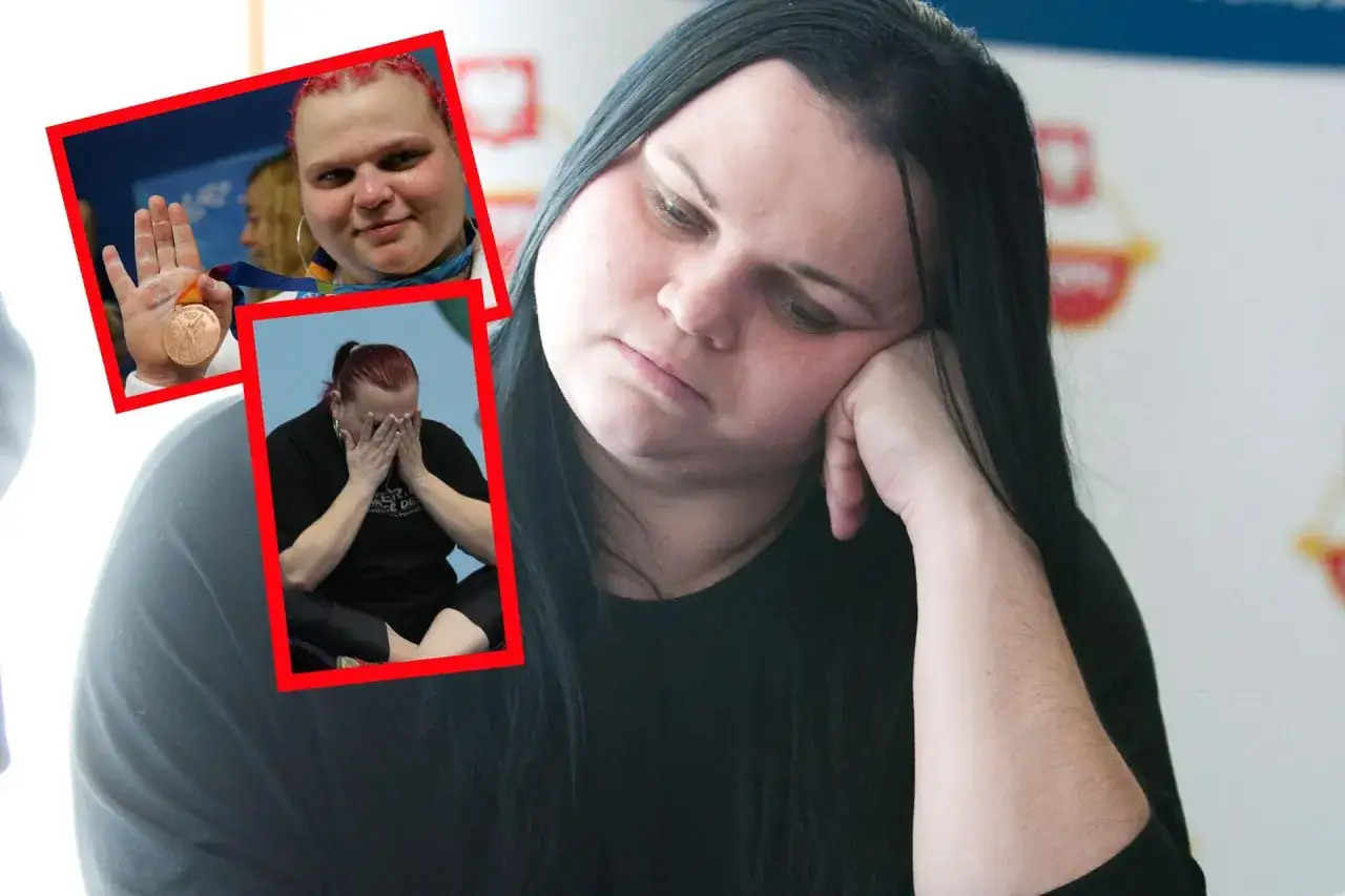 Agata Wróbel, medalistka, w smutku. Jej mąż wspiera ją w trudnych chwilach.