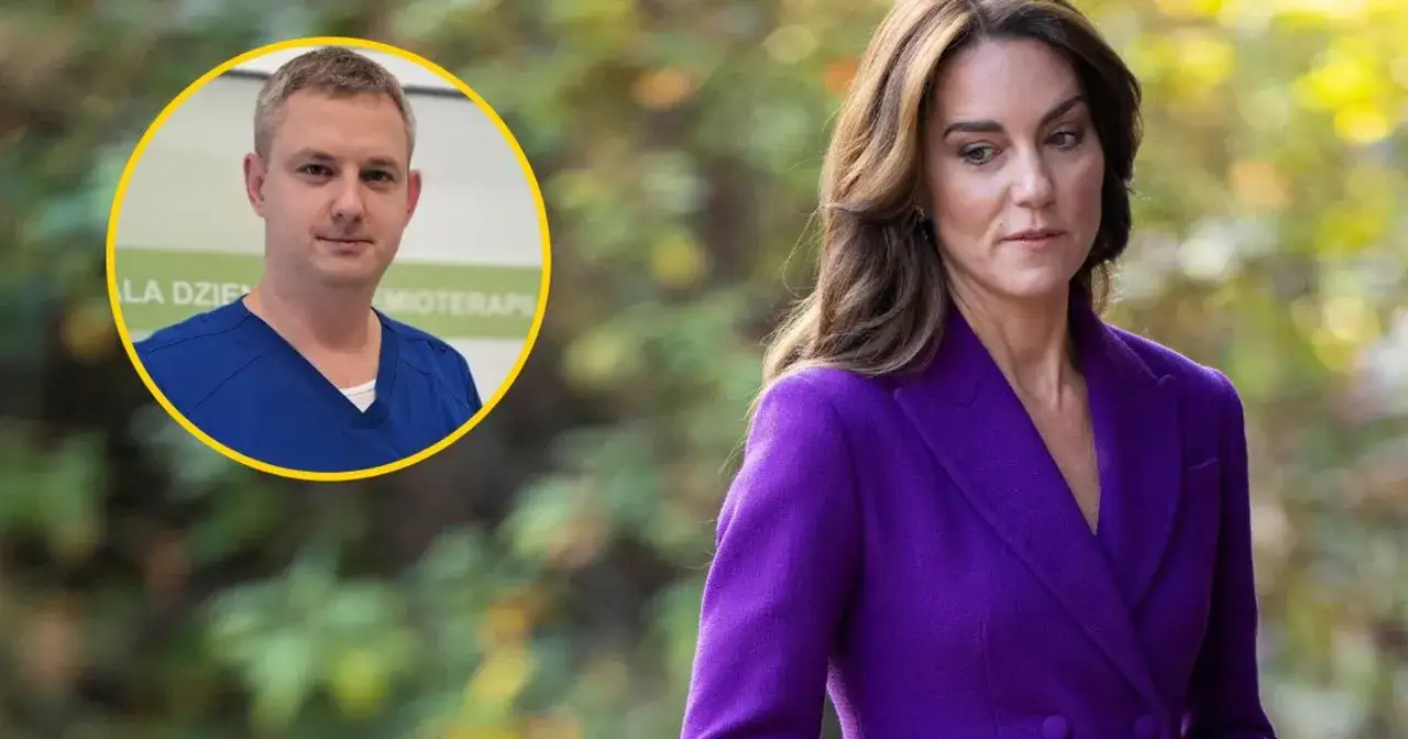 Księżna Kate w fioletowym płaszczu, obok niej lekarz. Czy to odpowiedź na pytanie, co się dzieje z księżną Kate?