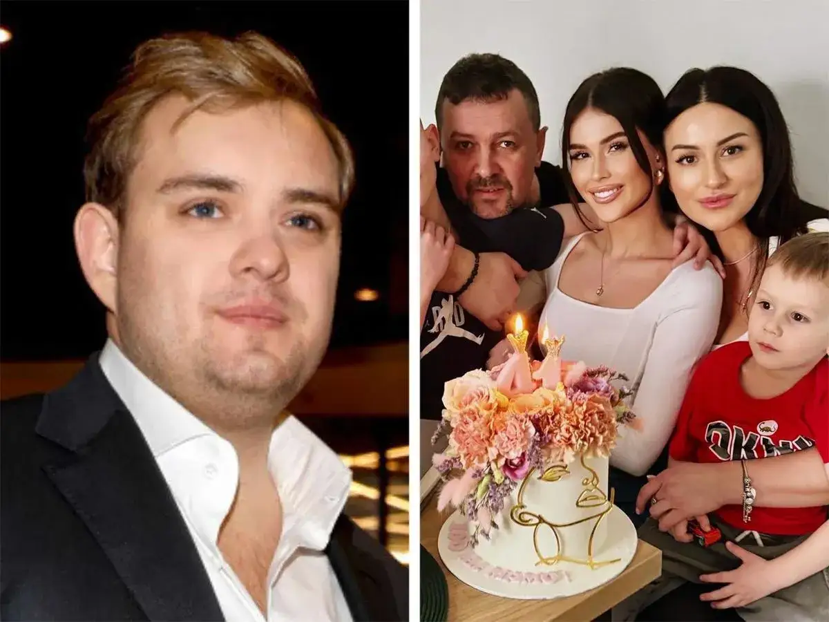 Kevin Mglej z rodziną świętuje urodziny. Na torcie świeczki, a na twarzach uśmiechy.