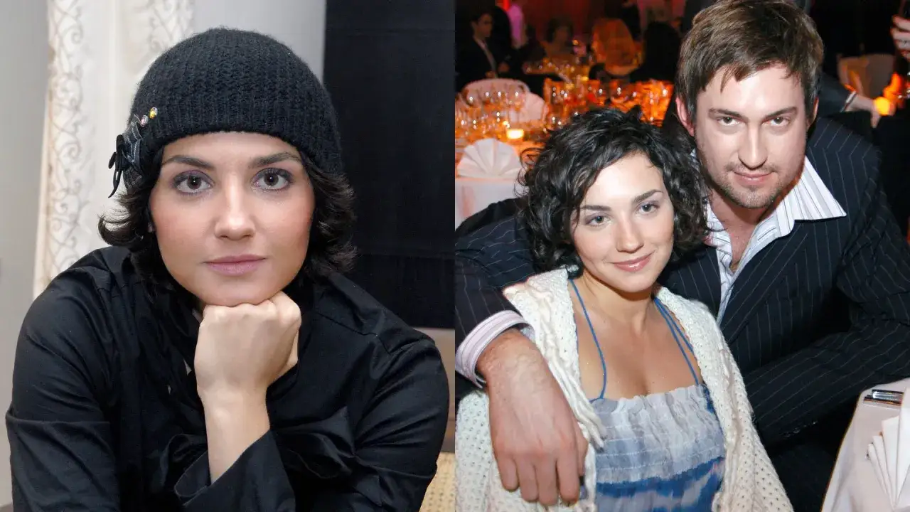 Maria Prażuch Prokop w czarnej czapce i z ukochanym na bankiecie.
