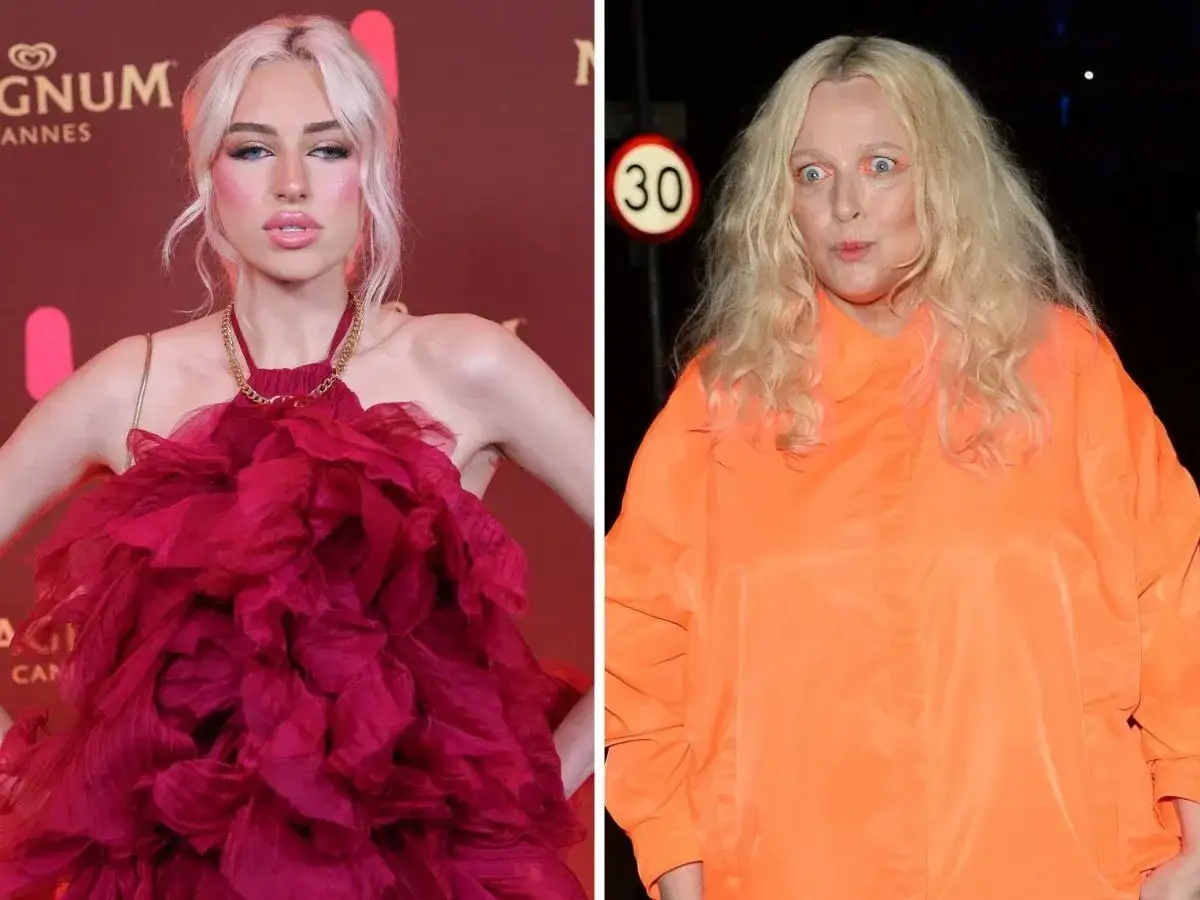 Katarzyna Nosowska i Caroline Derpienski w kontrastowych stylizacjach. Jedna w jaskrawej pomarańczy, druga w ekstrawaganckiej sukni.
