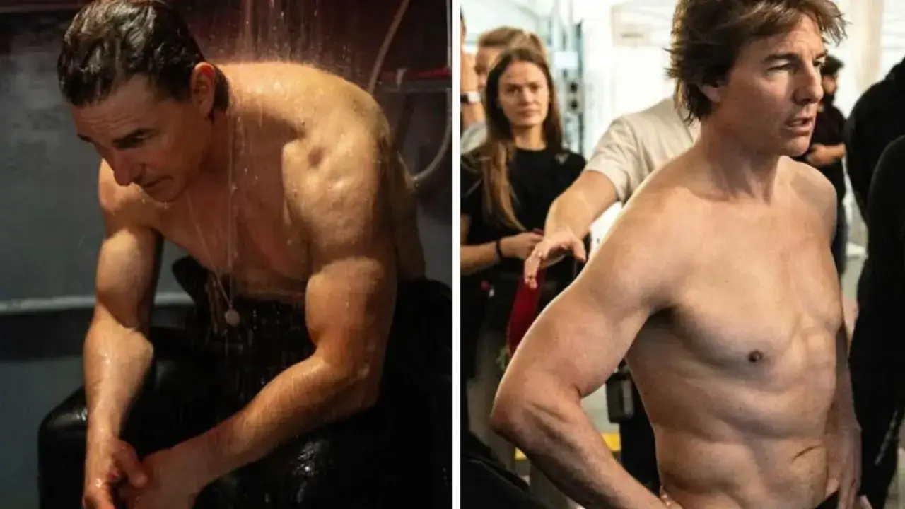 Tom Cruise, mimo upływu lat, wciąż w świetnej formie. Widać jego umięśnione ciało.