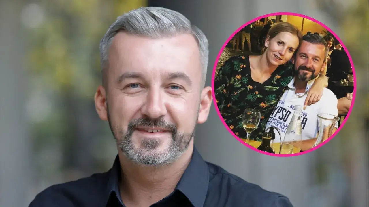 Krzysztof Skórzyński z żoną. Wesoła para podczas kolacji.