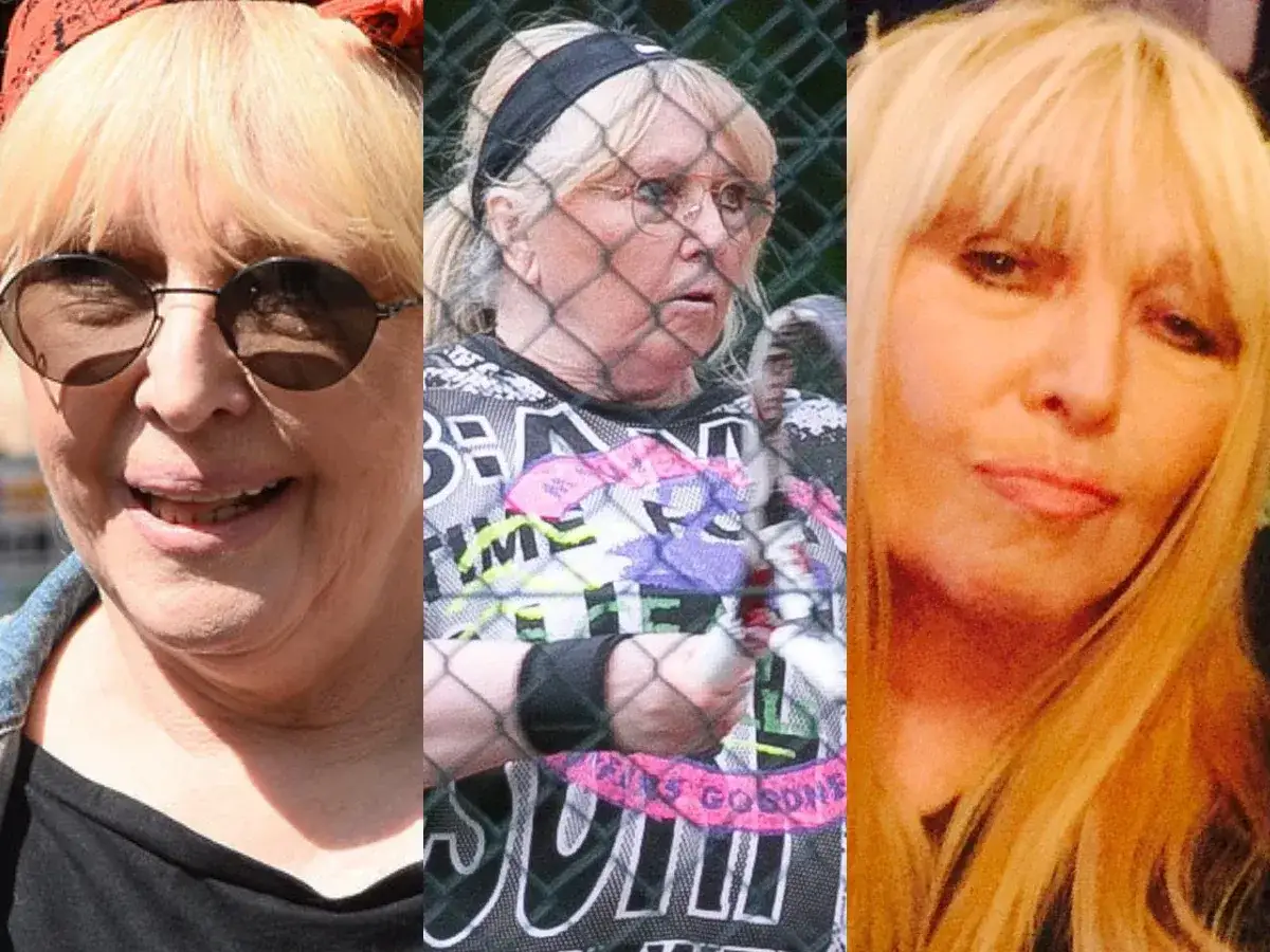 Trzy ujęcia Maryli Rodowicz bez makijażu. Wesoła, w okularach i chustce, w sportowym stroju za siatką, i z burzą blond włosów.